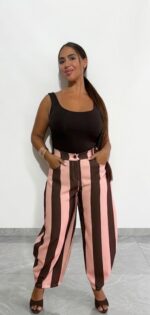 Pantalón rayas rosa balloon