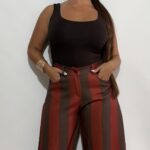 Pantalón rayas marrón balloon