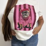 Camiseta dog burdeos