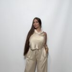 Pantalón de raso efecto globo